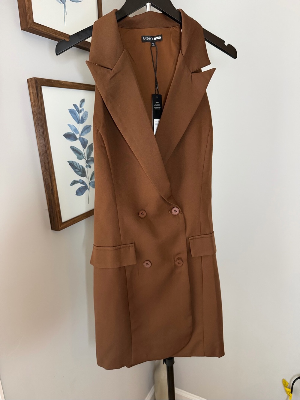 Fashion Nova Chocolate Sleeveless Blazer Mini Dress